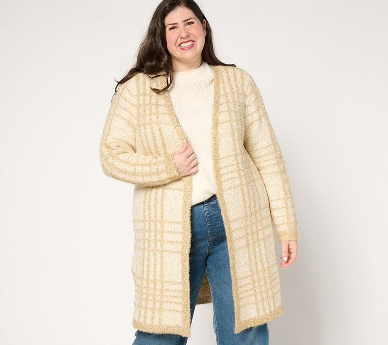 Isaac Mizrahi Live! Petite Always Isaac Sparkle Eyelash Yarn Sweater — View 3