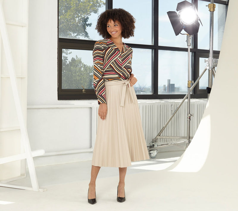 nicole by Nicole Miller Faux-Leather Self-Belted Midi Skirt — View 7