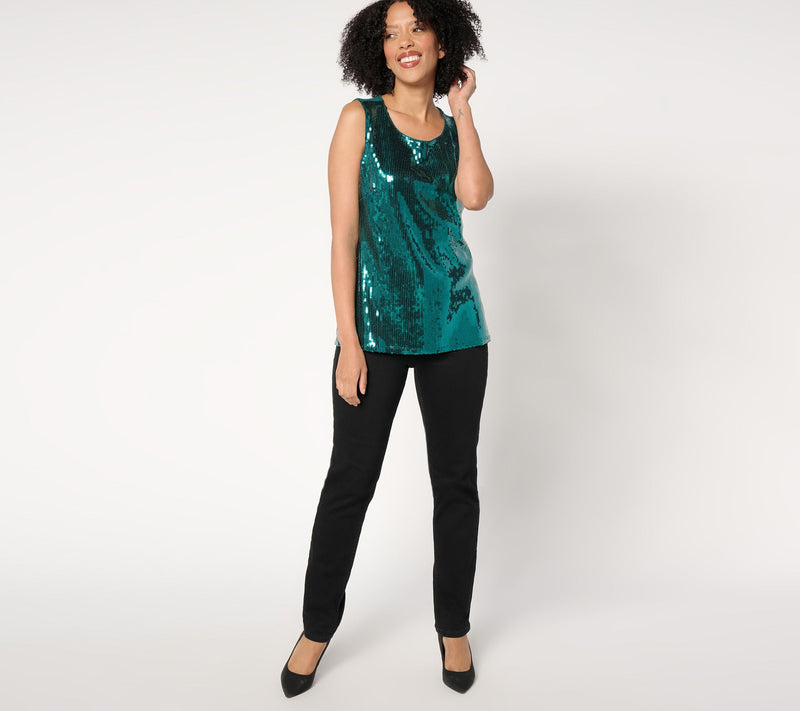Denim & Co. Sequin Front Scoop Neck Tank Top — View 12