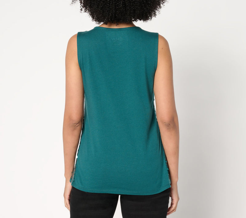 Denim & Co. Sequin Front Scoop Neck Tank Top — View 11
