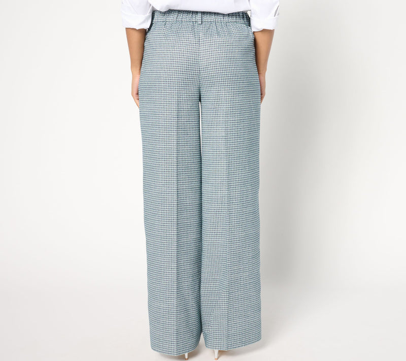 Isaac Mizrahi Live! Regular Plaid Wide Leg Pants with Shine — View 8