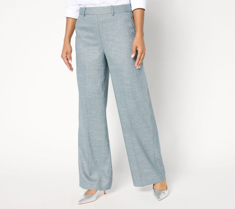Isaac Mizrahi Live! Petite Plaid Wide Leg Pants with Shine — View 5