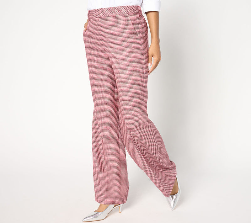 Isaac Mizrahi Live! Petite Plaid Wide Leg Pants with Shine — View 7