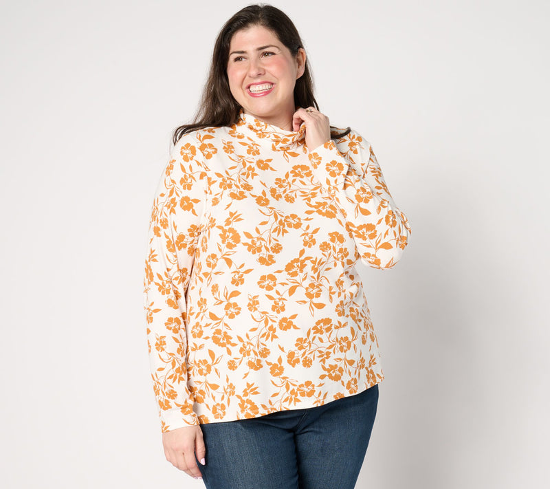 Isaac Mizrahi Live! Printed Long-Sleeve Turtleneck — View 10