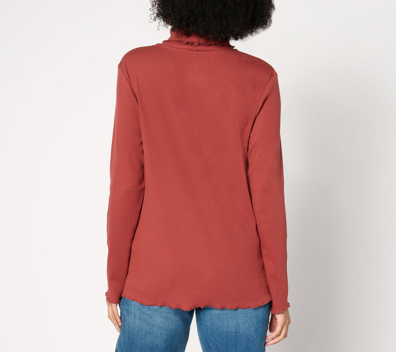 Isaac Mizrahi Live! Essentials Pima Rib Turtleneck w/ Lettuce Hem — View 13