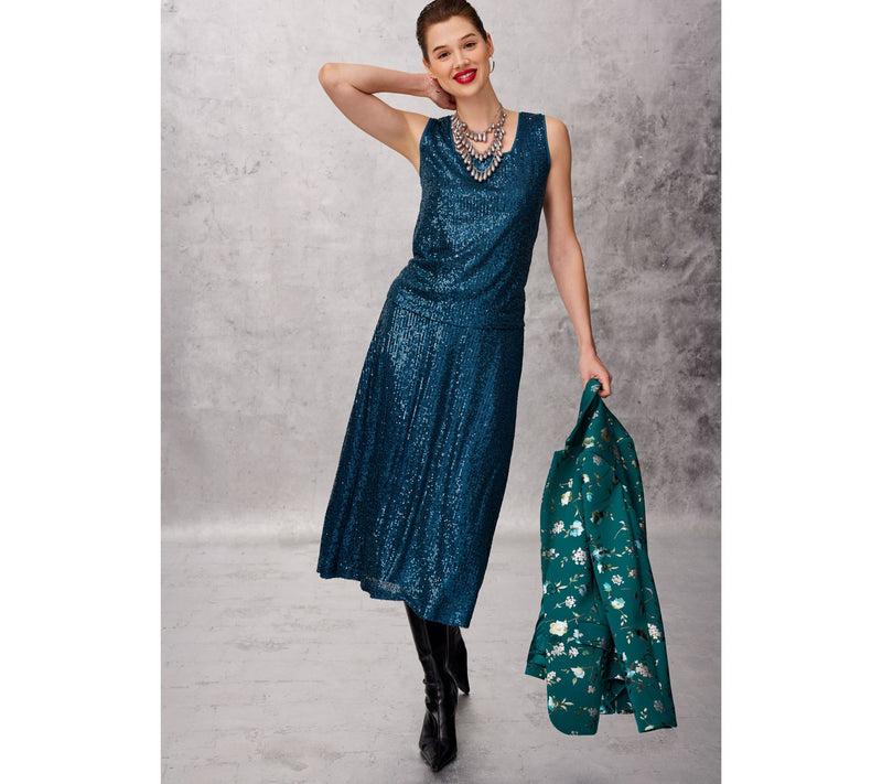 Isaac Mizrahi Live! Regular Always Isaac Knit Sequin Midi Skirt — View 10