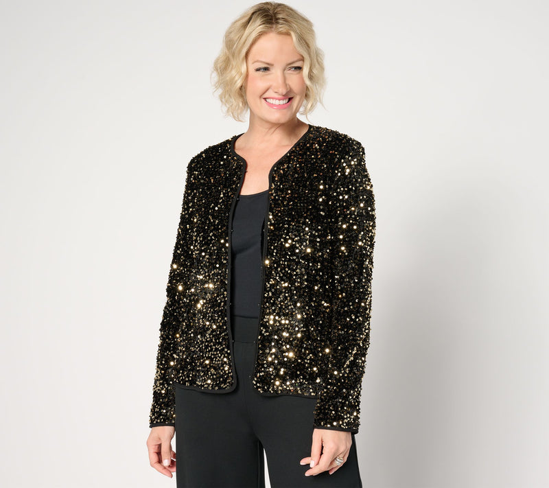 nicole by Nicole Miller Sequined Velvet Blazer — View 7