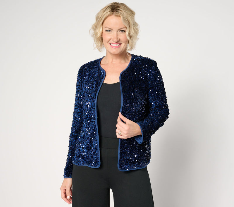 nicole by Nicole Miller Sequined Velvet Blazer — View 5
