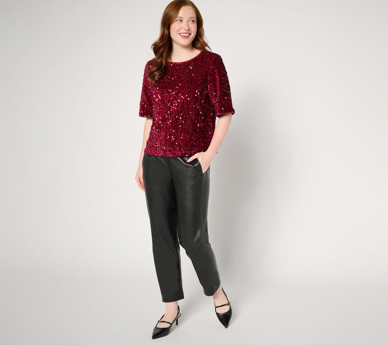 nicole by Nicole Miller Sequined Velvet Top — View 12