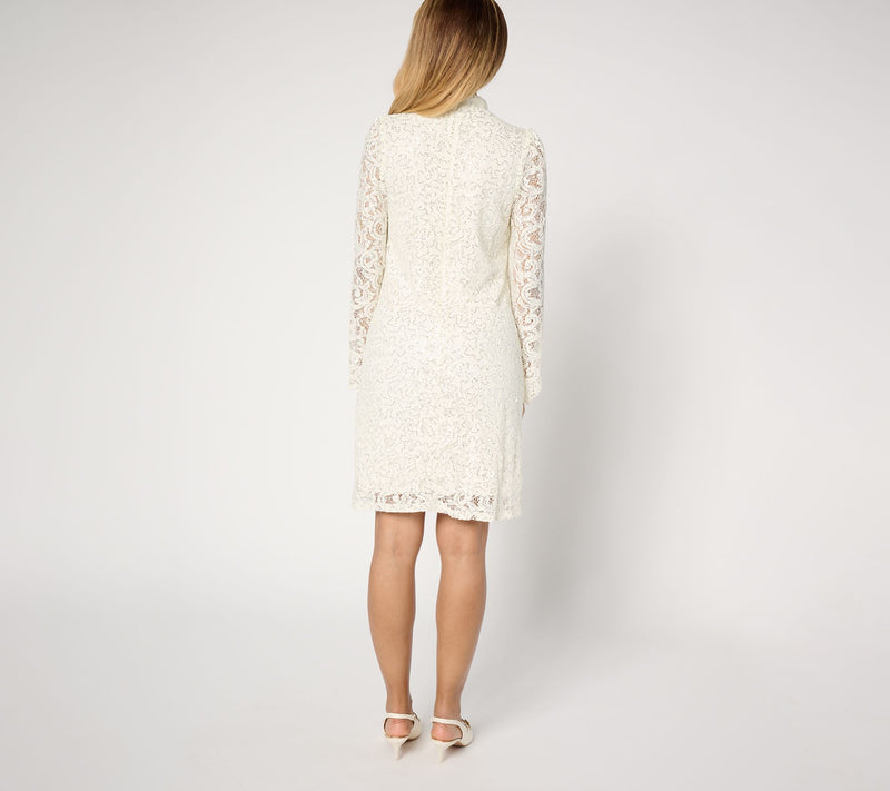 nicole by Nicole Miller Regular Sequin Stretch Lace Dress — View 3
