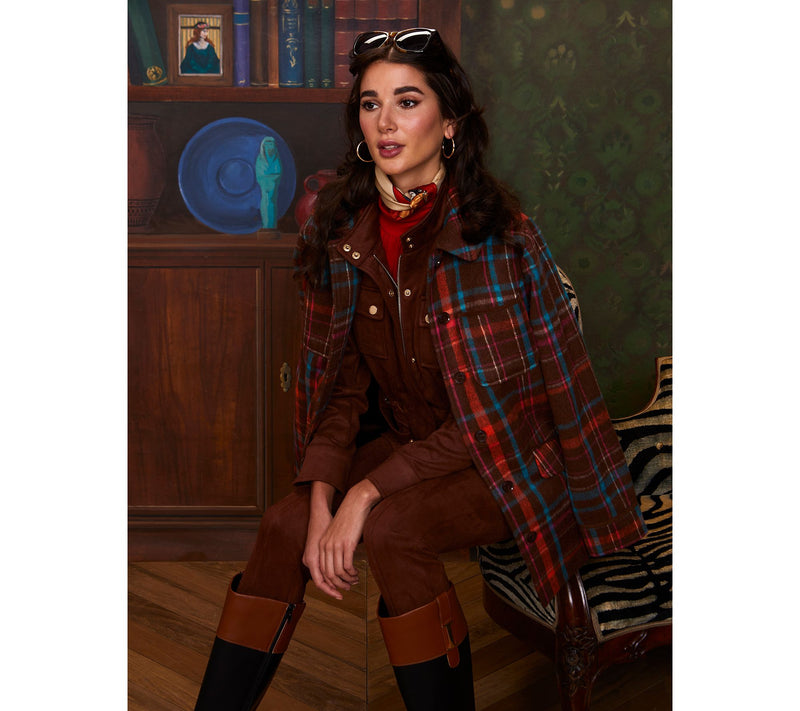 Isaac Mizrahi Live! Regular Estate Faux Wool Plaid Jacket — View 12