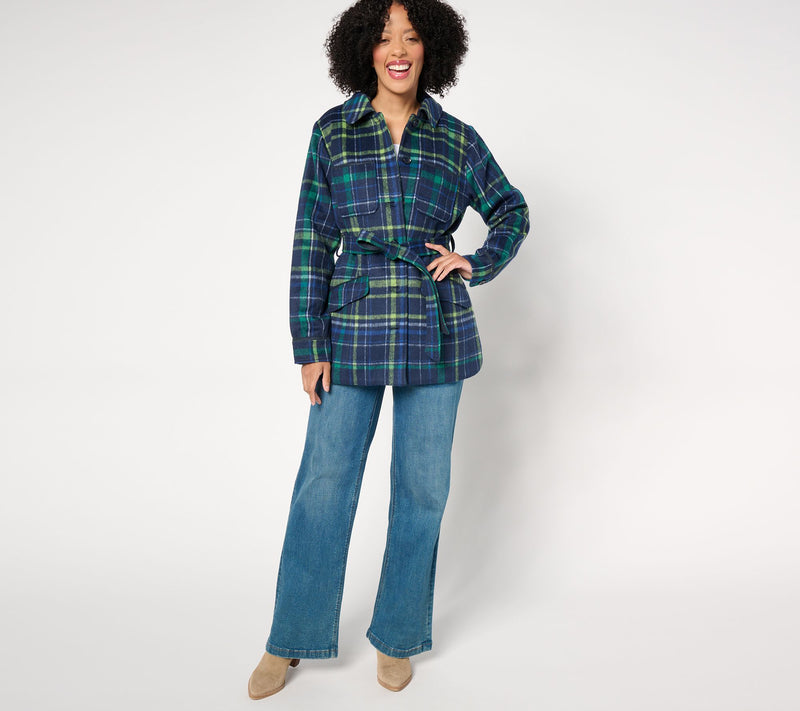 Isaac Mizrahi Live! Regular Estate Faux Wool Plaid Jacket — View 9