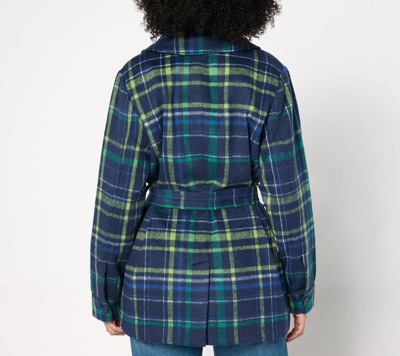 Isaac Mizrahi Live! Petite Estate Faux Wool Plaid Jacket — View 8