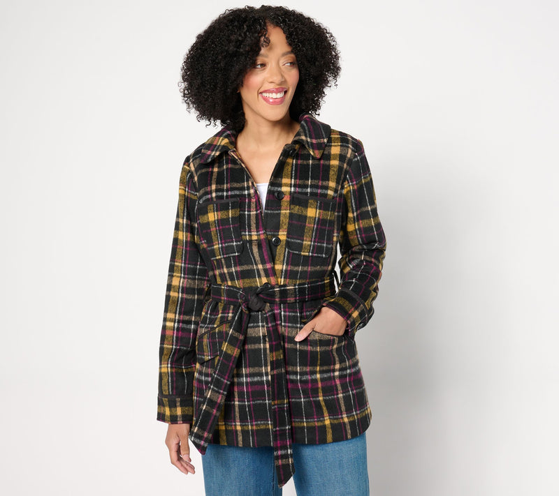 Isaac Mizrahi Live! Petite Estate Faux Wool Plaid Jacket — View 3