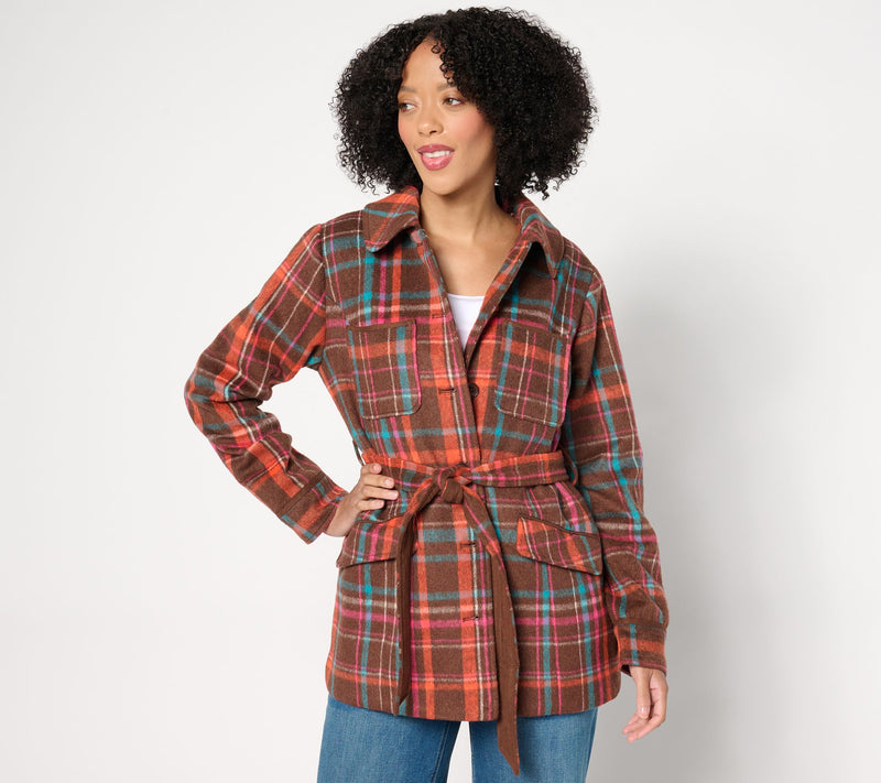 Isaac Mizrahi Live! Petite Estate Faux Wool Plaid Jacket — View 5