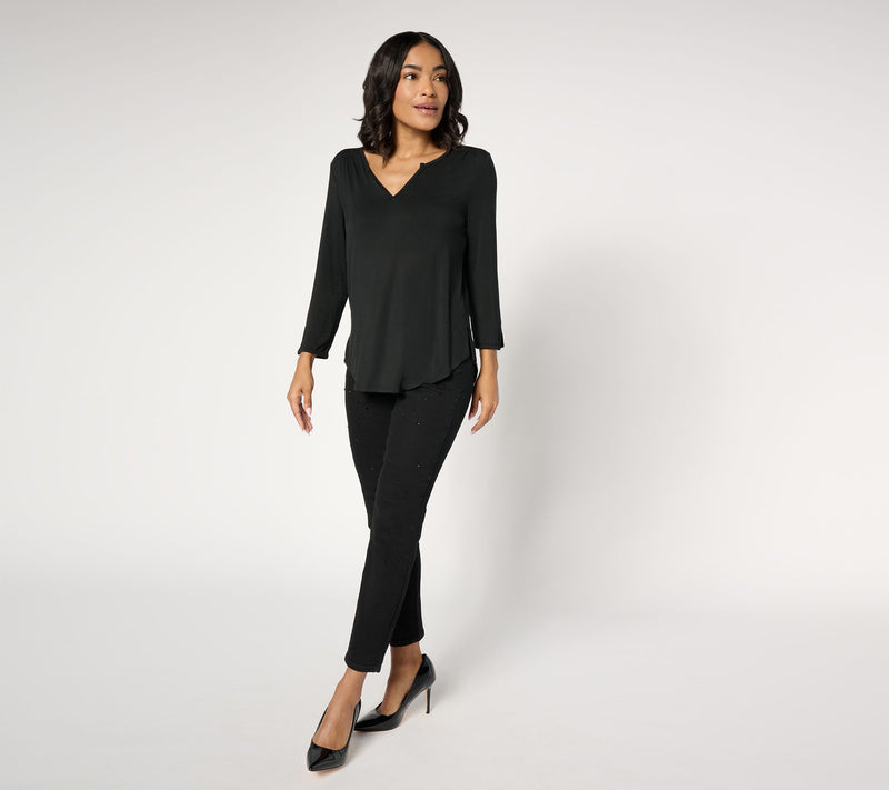 nicole by Nicole Miller Regular Bling Skinny Jeans - Black — View 6
