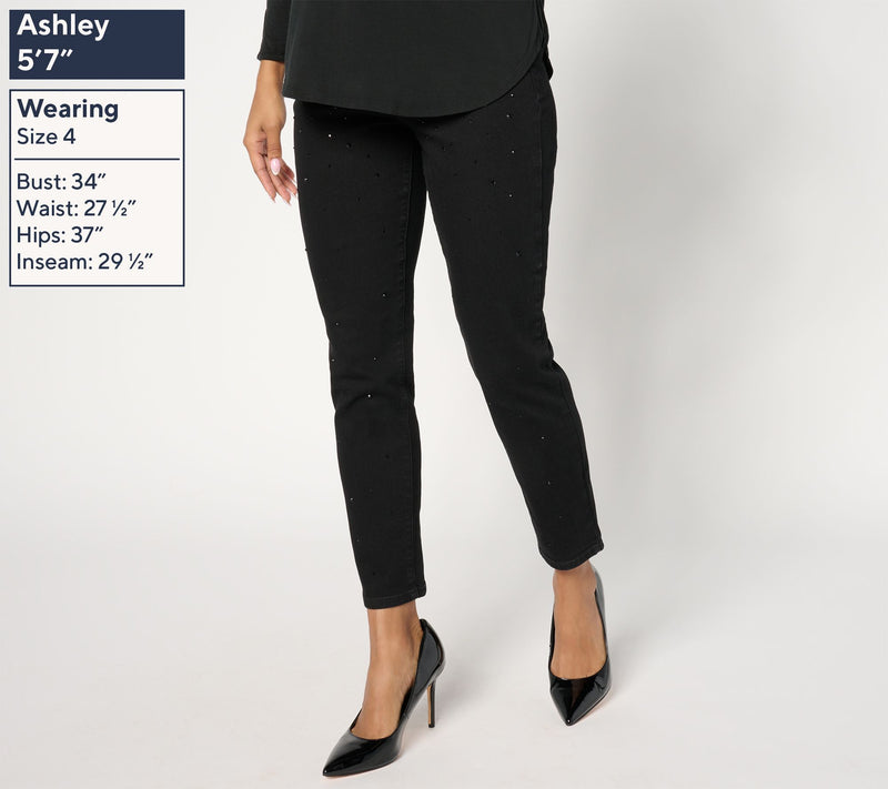 nicole by Nicole Miller Regular Bling Skinny Jeans - Black — View 5