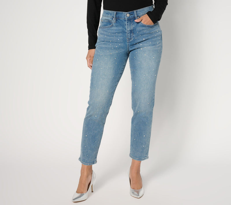 nicole by Nicole Miller Petite Bling Skinny Jeans - Indigo — View 3