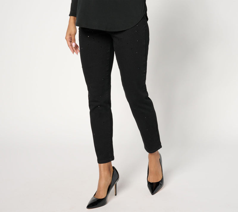 nicole by Nicole Miller Petite Bling Skinny Jeans - Black — View 3