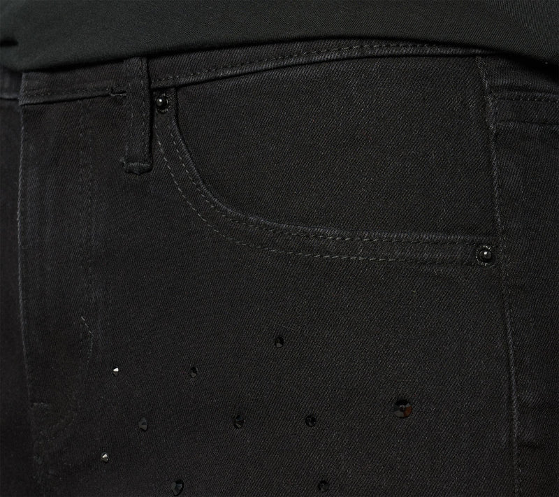 nicole by Nicole Miller Petite Bling Skinny Jeans - Black — View 7