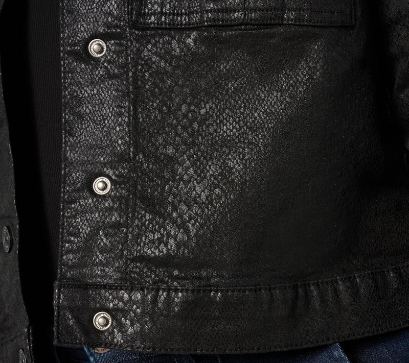 nicole by Nicole Miller Coated Denim Jacket- Snake — View 5