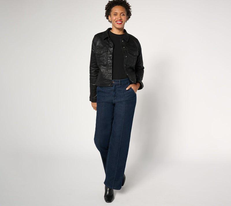 nicole by Nicole Miller Coated Denim Jacket- Snake — View 4