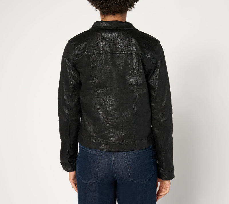 nicole by Nicole Miller Coated Denim Jacket- Snake — View 3