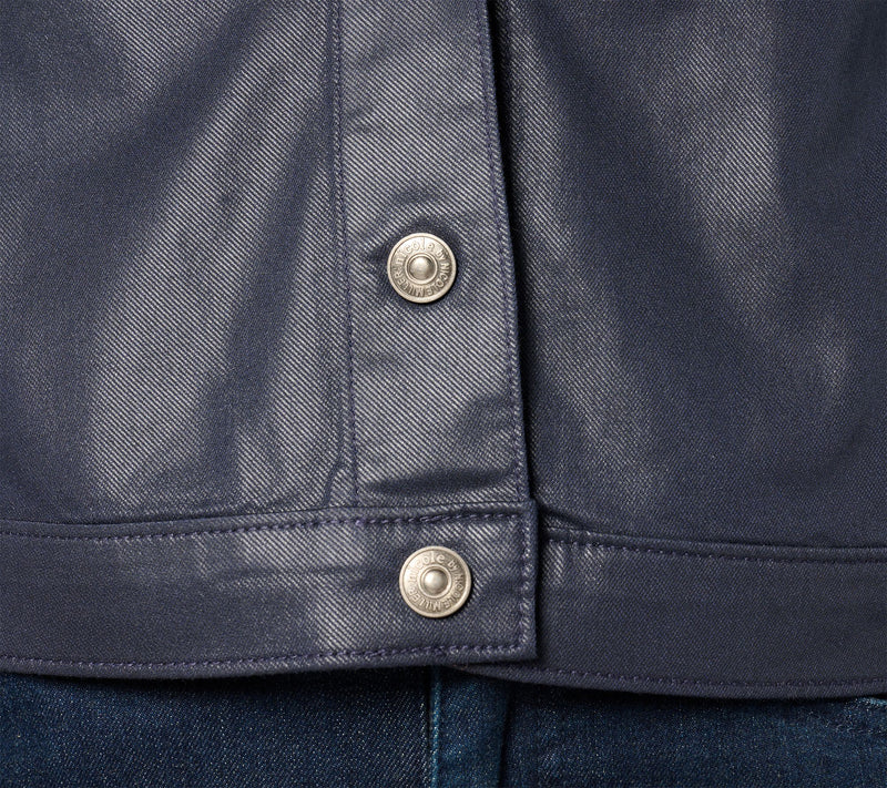 nicole by Nicole Miller Coated Denim Jacket-Navy — View 7