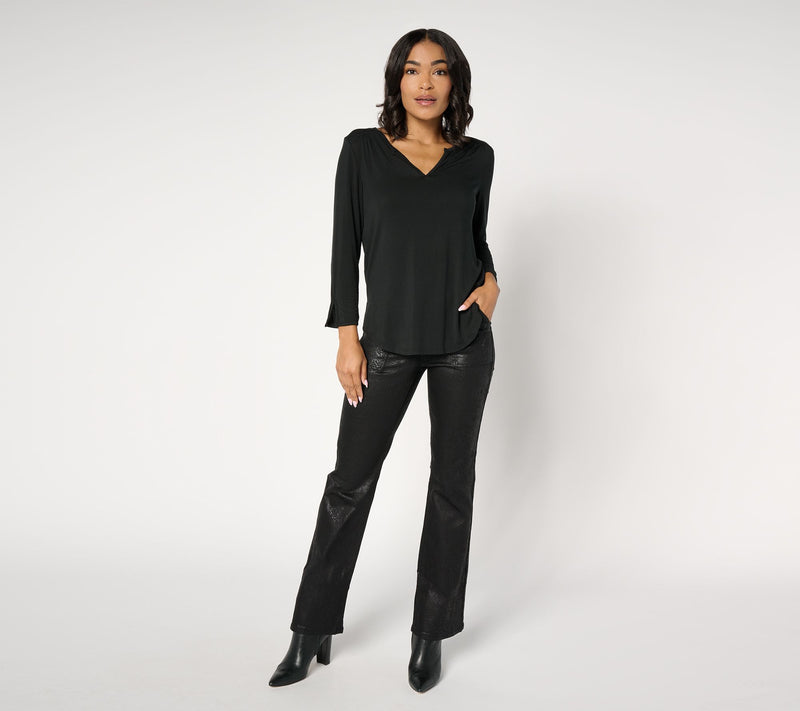 nicole by Nicole Miller Petite Coated Soho Boot-Cut Jeans - Snake — View 6