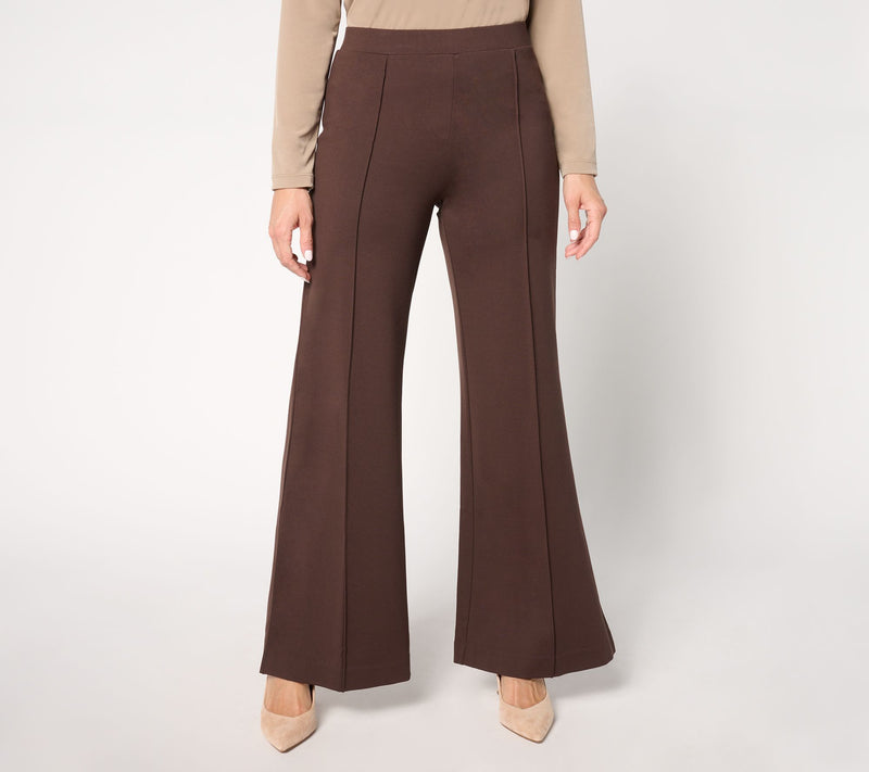Peace Love World Regular Ponte Wide Flare Pant with Front Seam — Main view