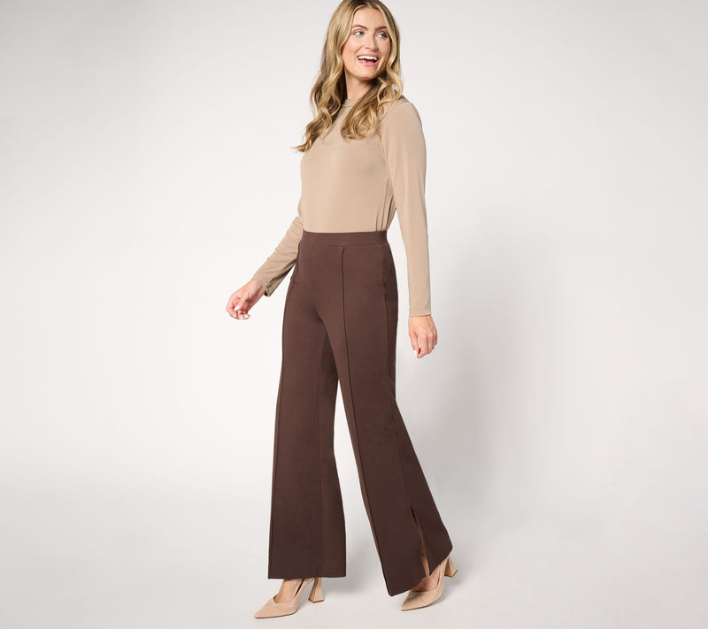 Peace Love World Regular Ponte Wide Flare Pant with Front Seam — View 10