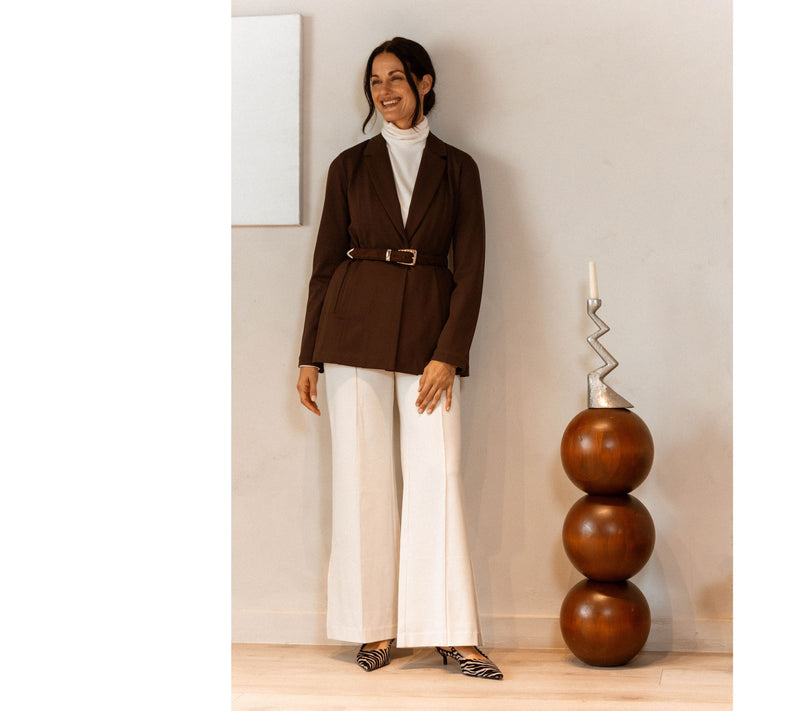 Peace Love World Regular Ponte Wide Flare Pant with Front Seam — View 13