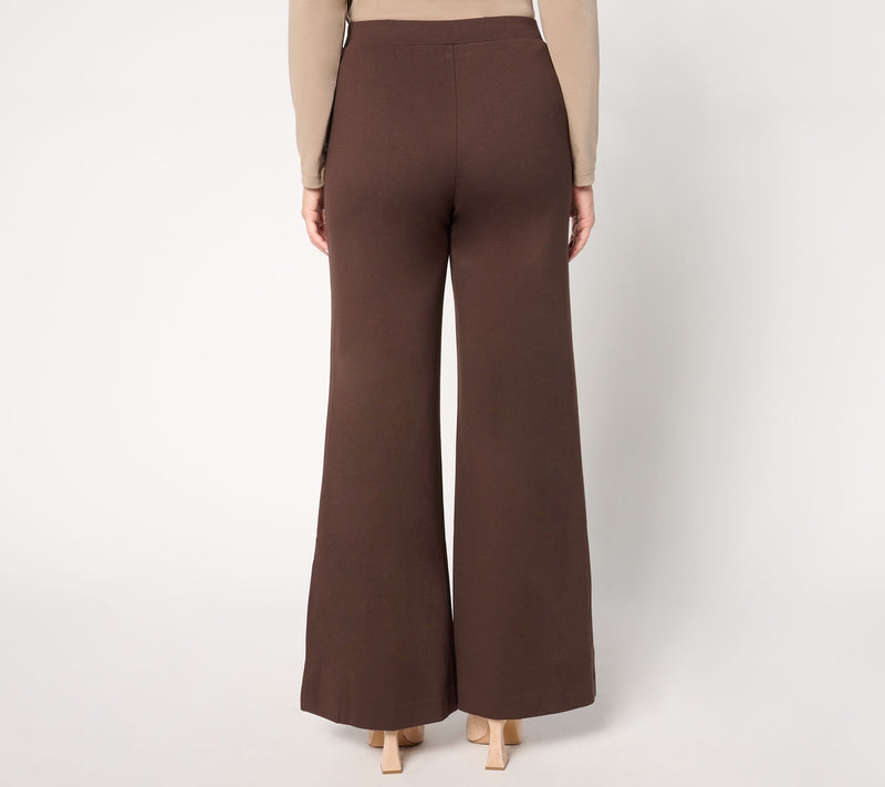 Peace Love World Regular Ponte Wide Flare Pant with Front Seam — View 9