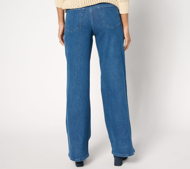 Me by Jennie Garth Regular Boston Pintuck Wide Leg Jeans — View 11