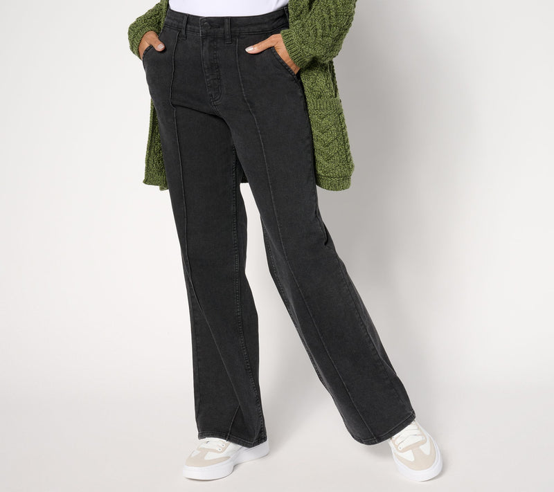 Me by Jennie Garth Regular Boston Pintuck Wide Leg Jeans — View 3