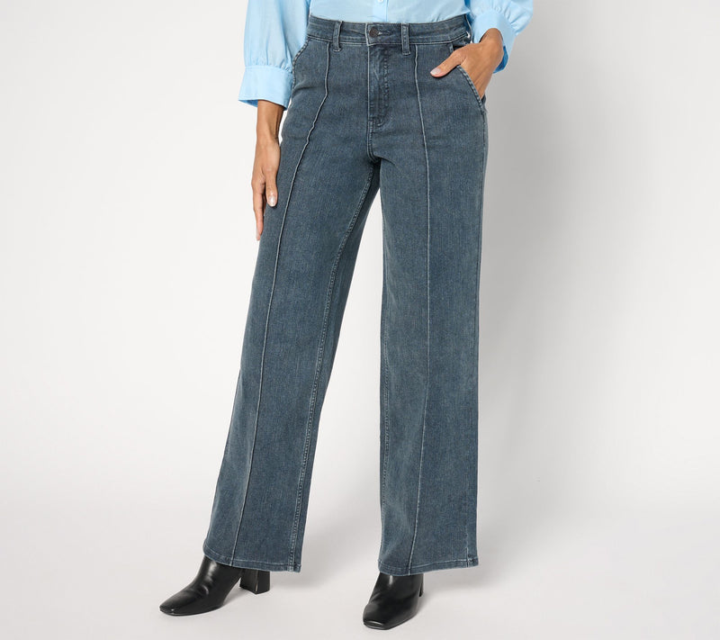 Me by Jennie Garth Regular Boston Pintuck Wide Leg Jeans — View 7