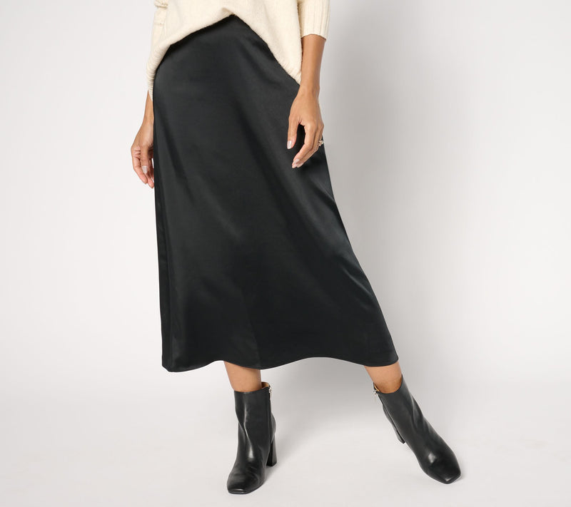 Me by Jennie Garth Regular Brookline Satin Midi Skirt — Main view