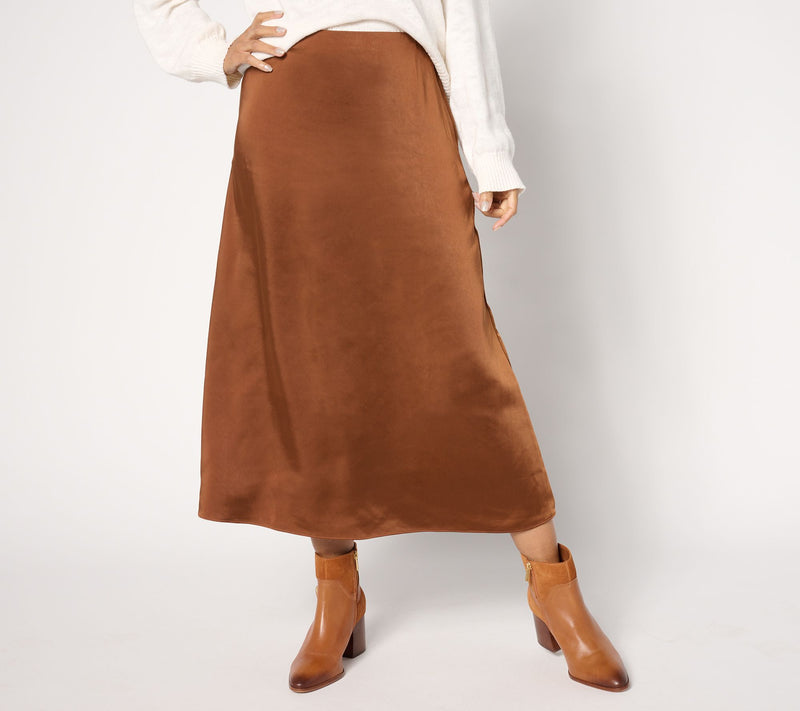 Me by Jennie Garth Regular Brookline Satin Midi Skirt — View 5