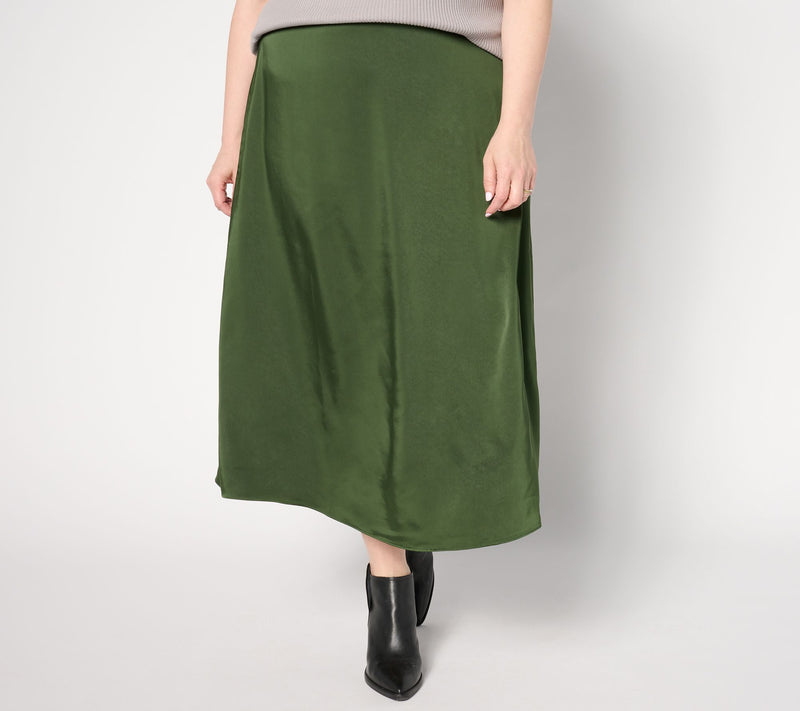 Me by Jennie Garth Petite Brookline Satin Midi Skirt — View 8