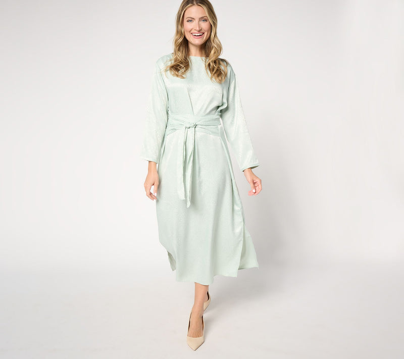 Me by Jennie Garth Regular Chelsea Satin Dress with Self Tie — View 5