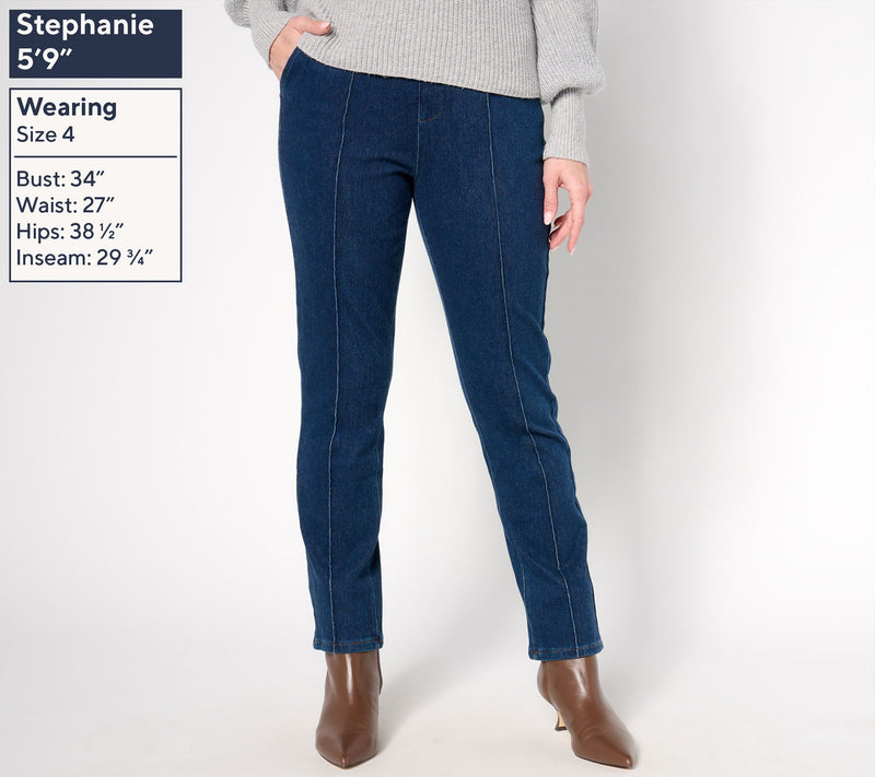 Isaac Mizrahi Live! Tall Knit Denim Straight Leg Trouser Jeans — View 3