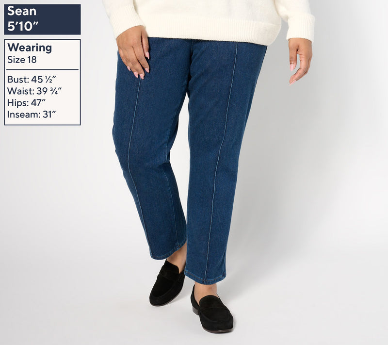 Isaac Mizrahi Live! Tall Knit Denim Straight Leg Trouser Jeans — View 2