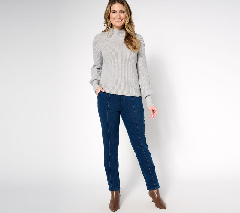 Isaac Mizrahi Live! Tall Knit Denim Straight Leg Trouser Jeans — View 5