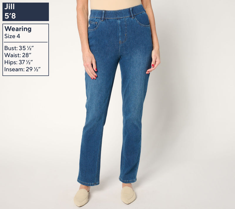 Isaac Mizrahi Live! Regular Knit Denim Straight-Leg Pull-On Jeans — View 11