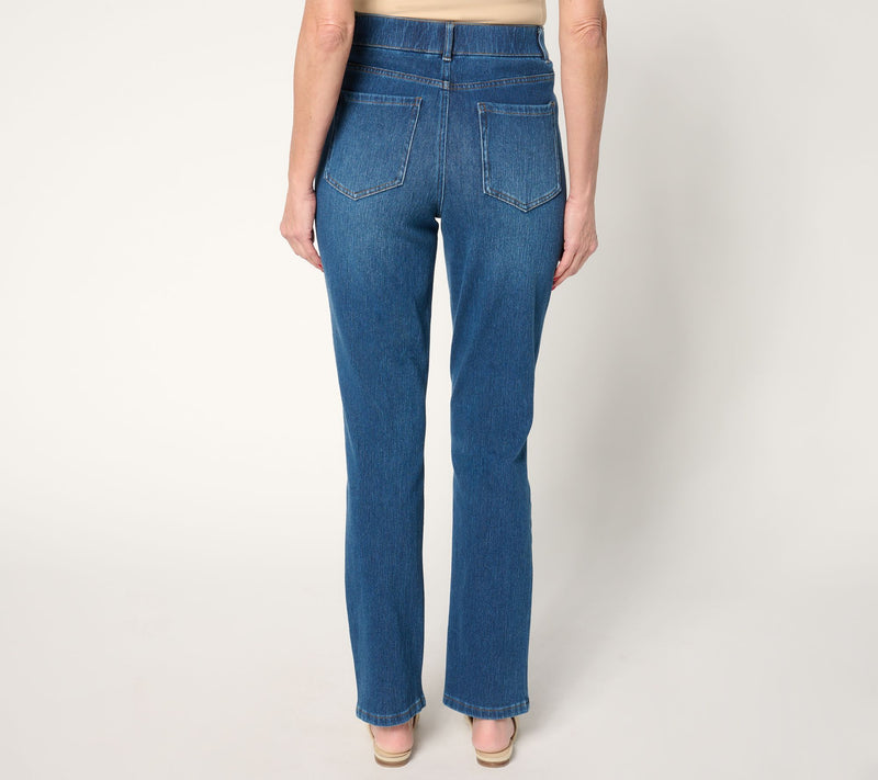 Isaac Mizrahi Live! Regular Knit Denim Straight-Leg Pull-On Jeans — View 12
