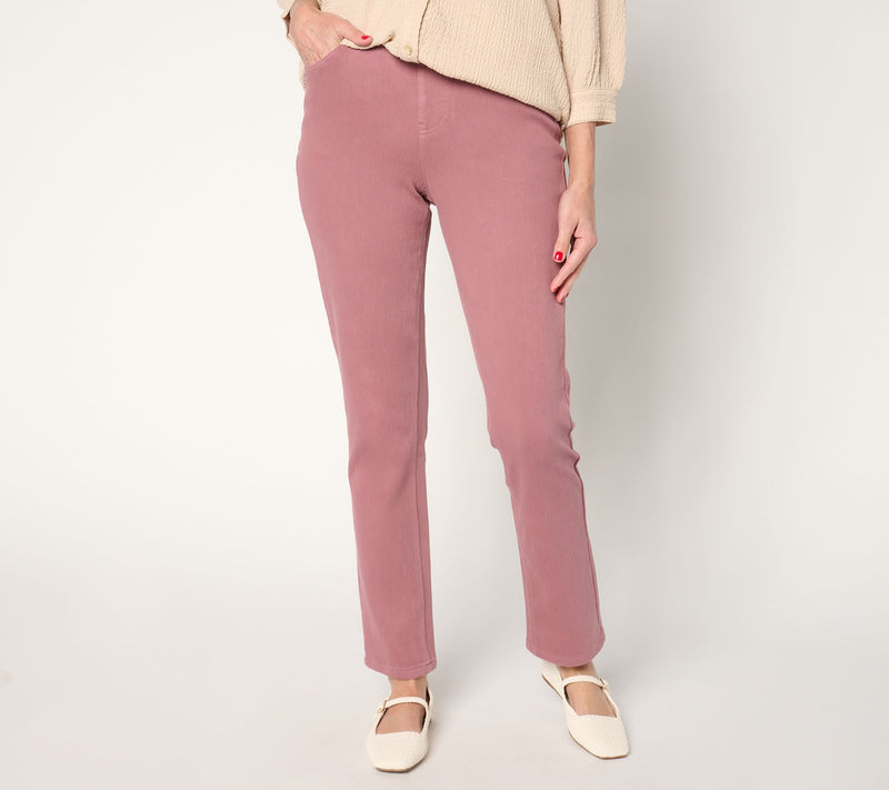 Isaac Mizrahi Live! Regular Knit Denim Straight-Leg Pull-On Jeans — View 7