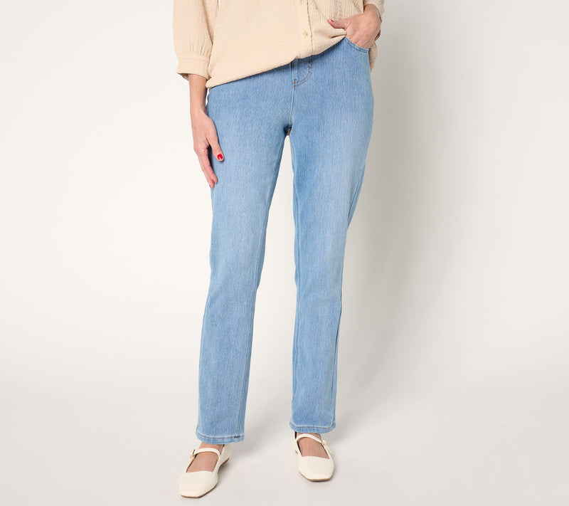 Isaac Mizrahi Live! Regular Knit Denim Straight-Leg Pull-On Jeans — View 9