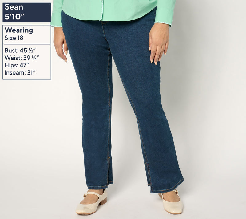 Isaac Mizrahi Live! Regular Indigo Denim Slim Bootcut Jeans w/ Slits — View 2
