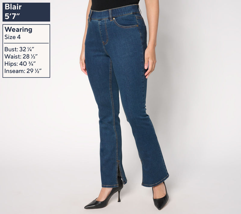 Isaac Mizrahi Live! Petite Indigo Denim Slim Bootcut Jeans w/ Slits — View 5