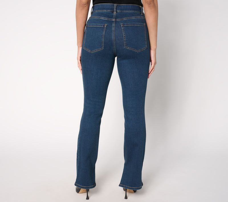 Isaac Mizrahi Live! Petite Indigo Denim Slim Bootcut Jeans w/ Slits — View 6